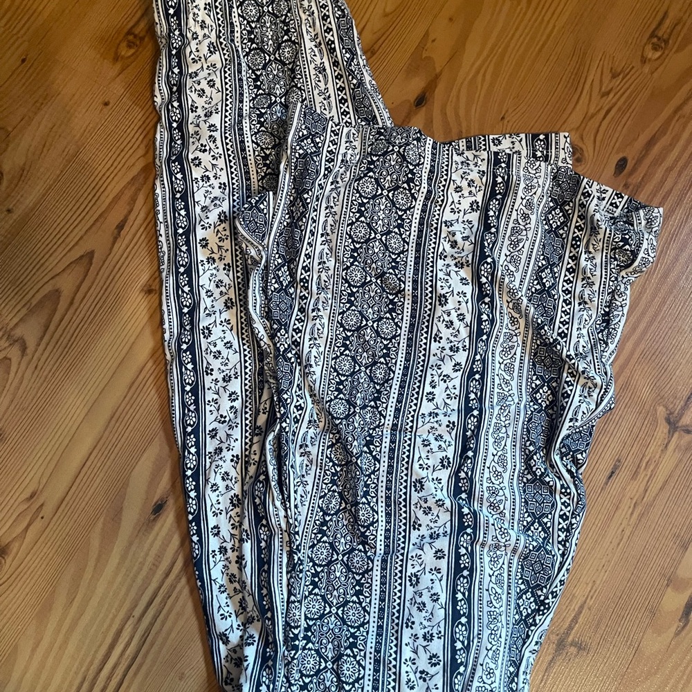 Forever 21 Black and White Wide Leg Jumpsuit